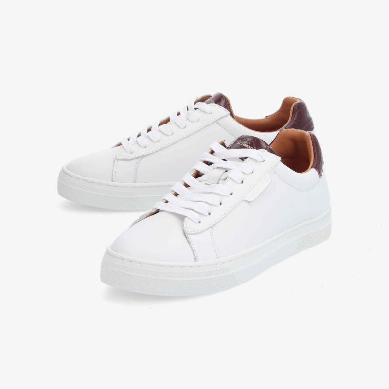 SPARKLE SNEAKER W - NAPPA/KROCO - WHITE/BURGUNDY